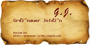 Grünauer Jolán névjegykártya